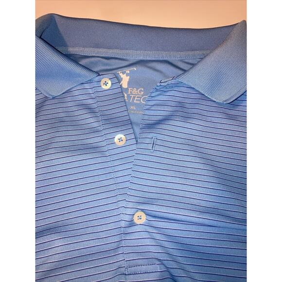 F&G Tech Men Golf Shirt XL Blue Stripe 94% Polyester with Shell Houston Open - Picture 3 of 9
